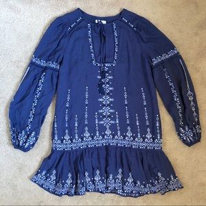 Parker New York Aztec Bohemian Embroidered Dress